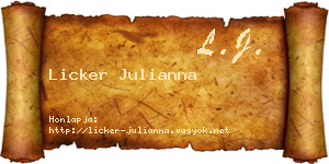 Licker Julianna névjegykártya